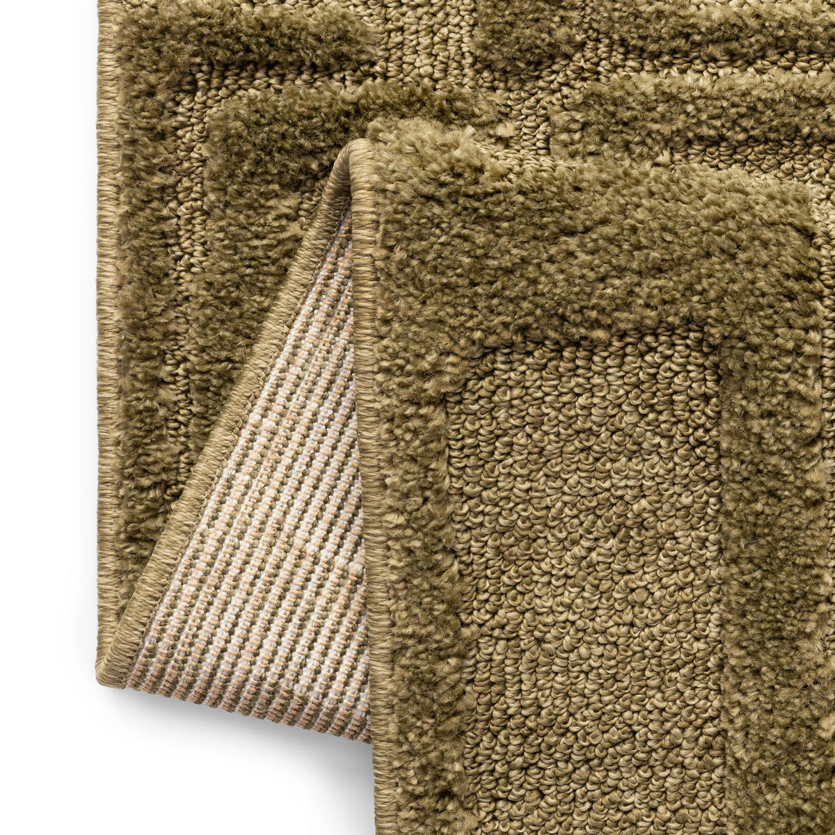 KURZFLORTEPPICH RELIEVO oliv grafisch 3D-Struktur 200/300 cm - Olivgrün, Textil (200/300cm) - Tapiso