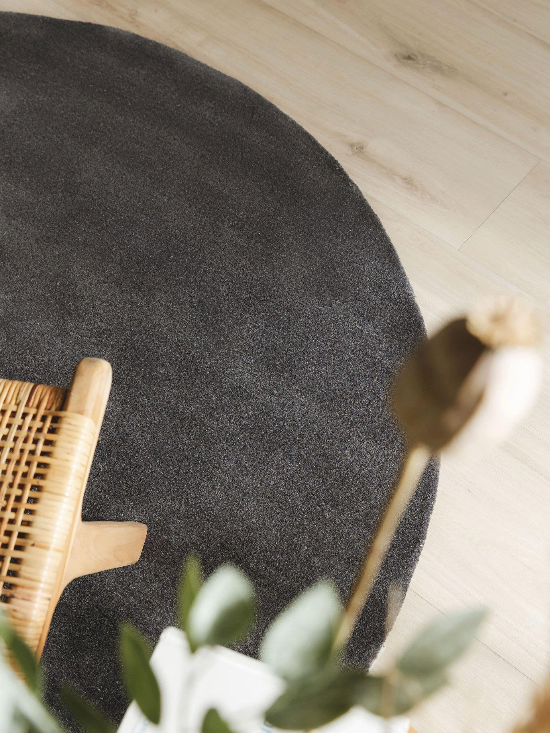 Thumbnail - benuta Nest Wollteppich, Anthrazit, Textil, Beton Optik, Rund, 200x200 cm, Care & Fair, Handmade in India, pflegeleicht,...