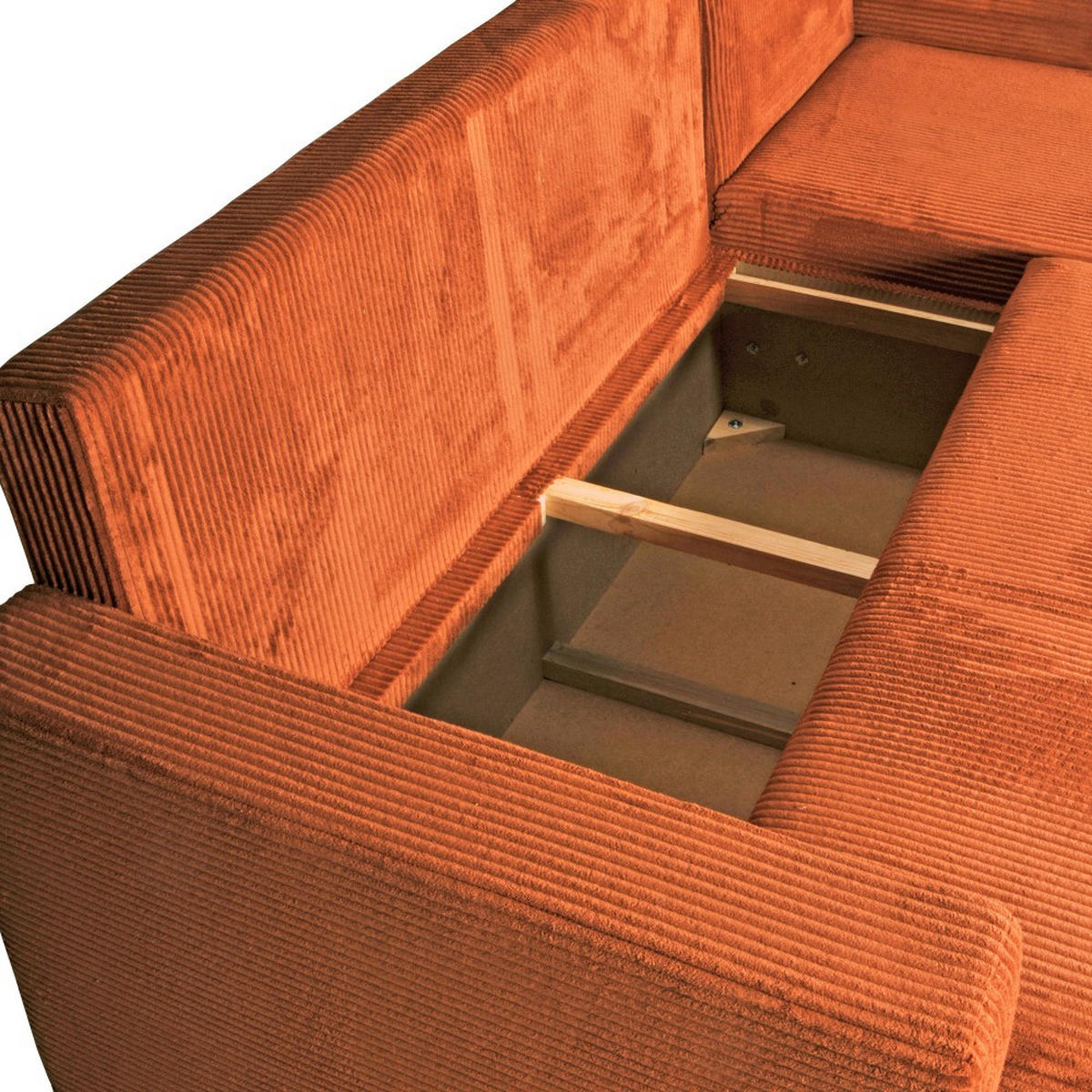 ECKSOFA THEO/ umwandelbar und wendbar, mit Truhe in Cord - Terracotta - Terracotta, Textil (145/230cm) - Weber Industries