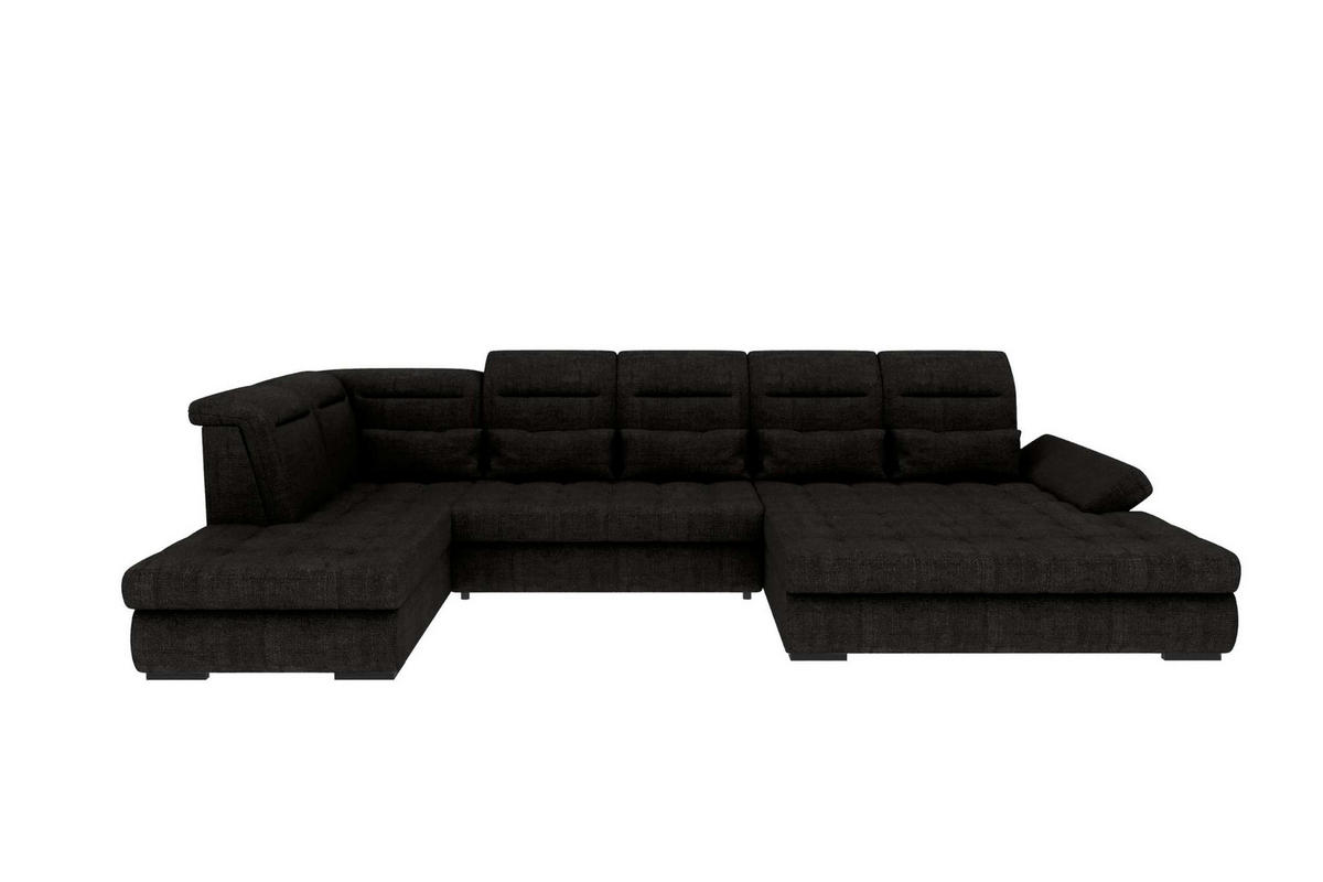 WOHNLANDSCHAFT Toscana Velours inkl. Schlaffunktion - Schwarz, Textil (358/87/208cm) - 99rooms