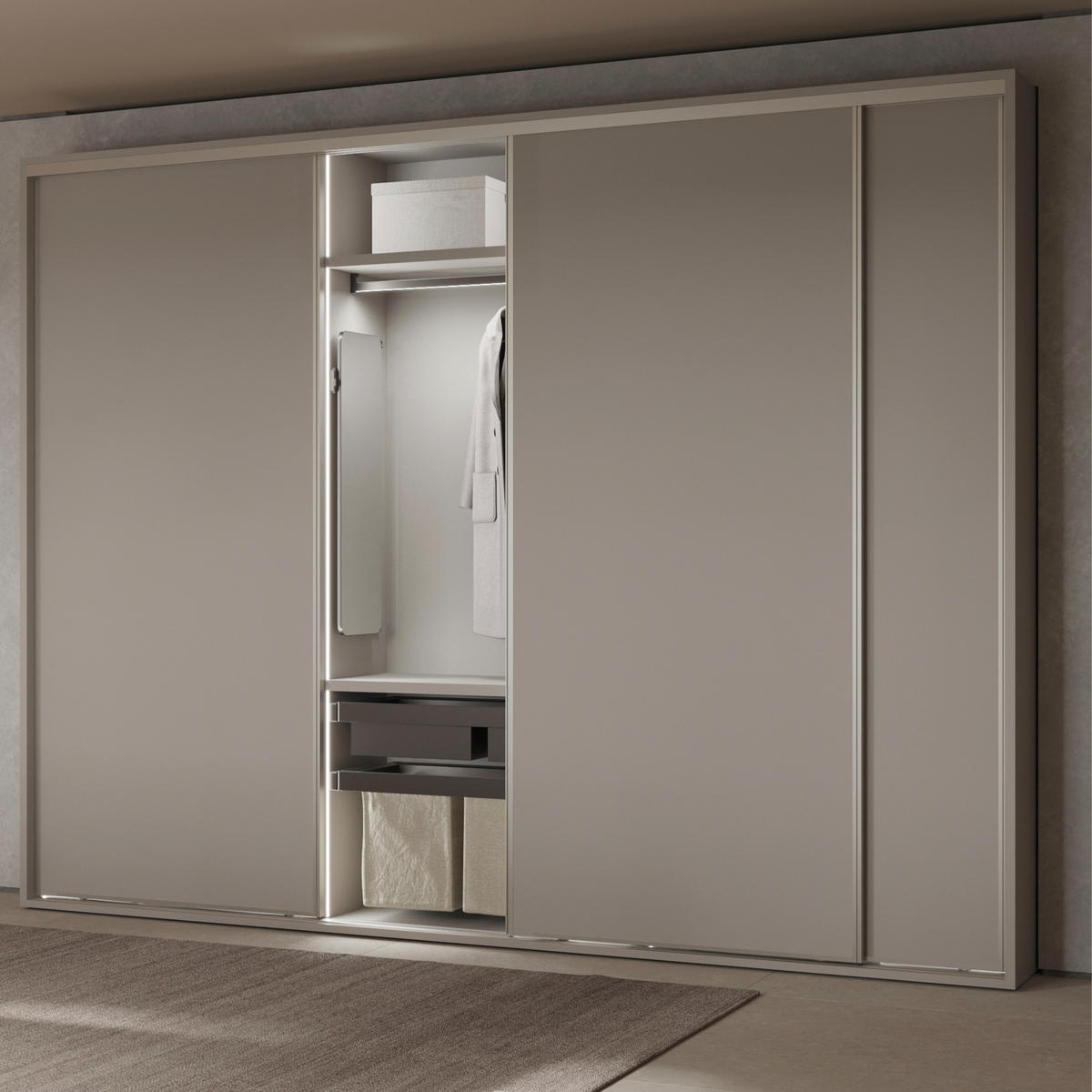 INNENSPIEGEL ausziehbar für Schränke Quartz, um 180° drehbar, 1.000x300mm, Aluminium - Titanfarben, Metall (4.05/100/56cm) - EMUCA