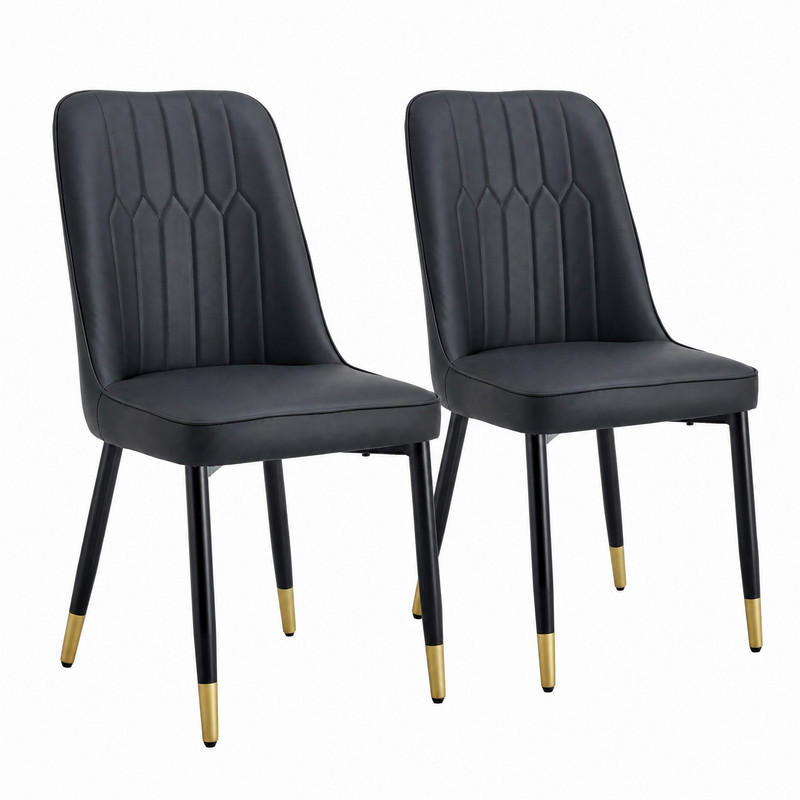 STUHL mit PU-Bezug 43 x 41,5 cm Schwarz 2er-Set - Schwarz, Metall (41.5/89/43cm) - Meubliv