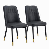 STUHL mit PU-Bezug 43 x 41,5 cm Schwarz 2er-Set - Schwarz, Metall (41.5/89/43cm) - Meubliv