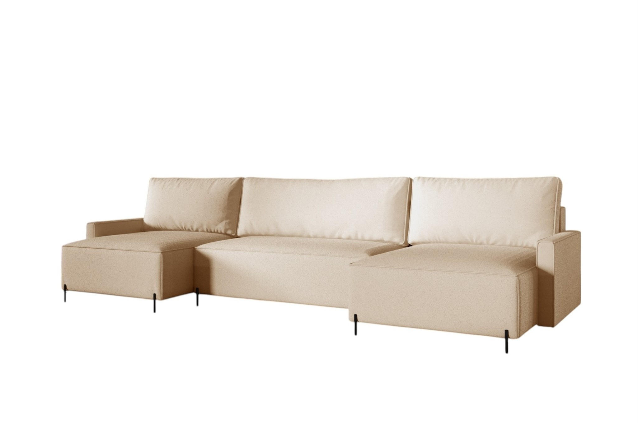 WOHNLANDSCHAFT Braga - Creme, Holzwerkstoff/Textil (372/80/153cm) - Fun Möbel
