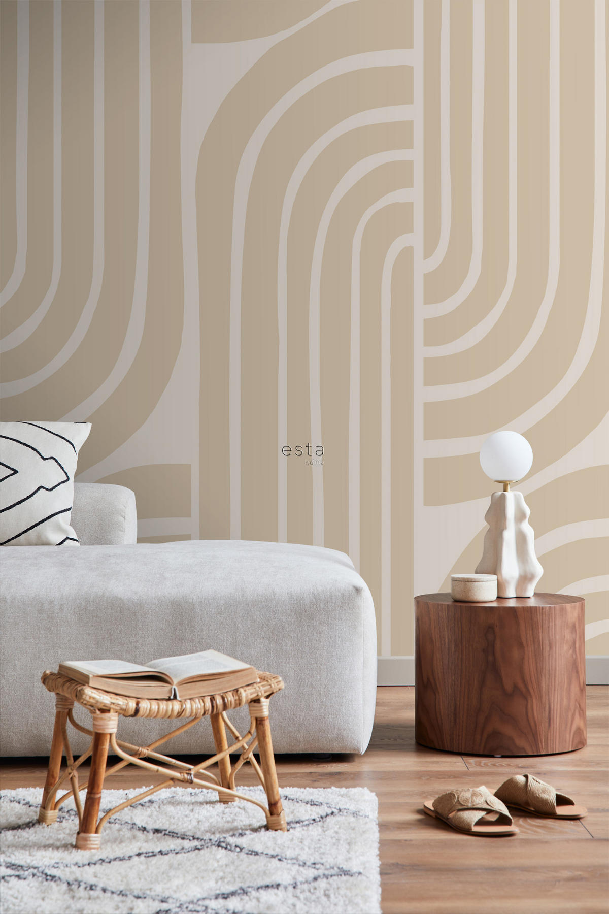 FOTOTAPETE Art Decó Muster 150 x 279 cm - Beige, Papier (150/279cm) - ESTAhome