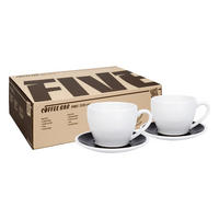 KAFFEEBECHER Café Latte 2er Set Coffee Bar Five Black & White - Naturfarben, Keramik (0.33L) - Könitz