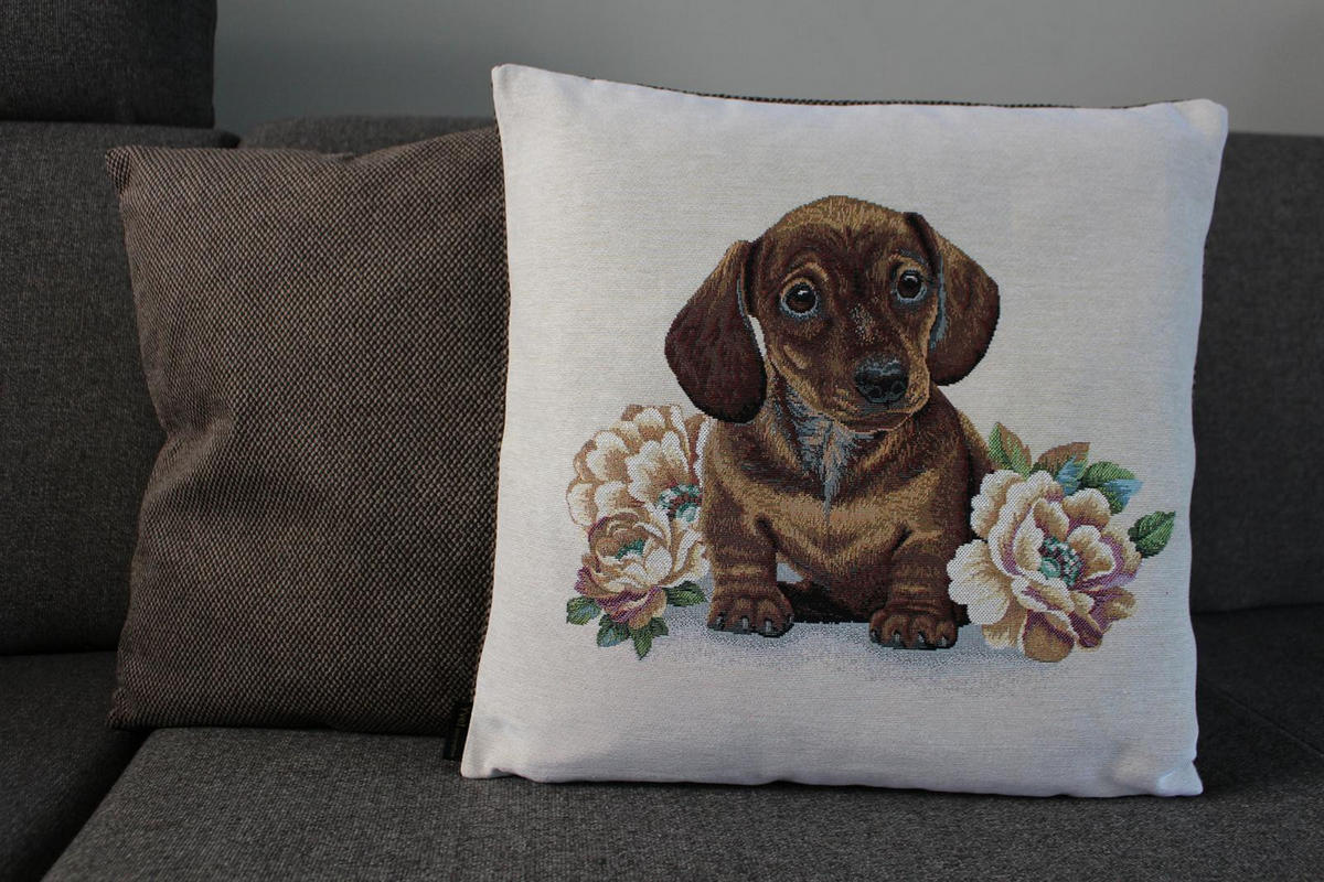 KISSENHÜLLE DACKELKINDER - Braun, Textil (45/45cm) - Yve! decoration