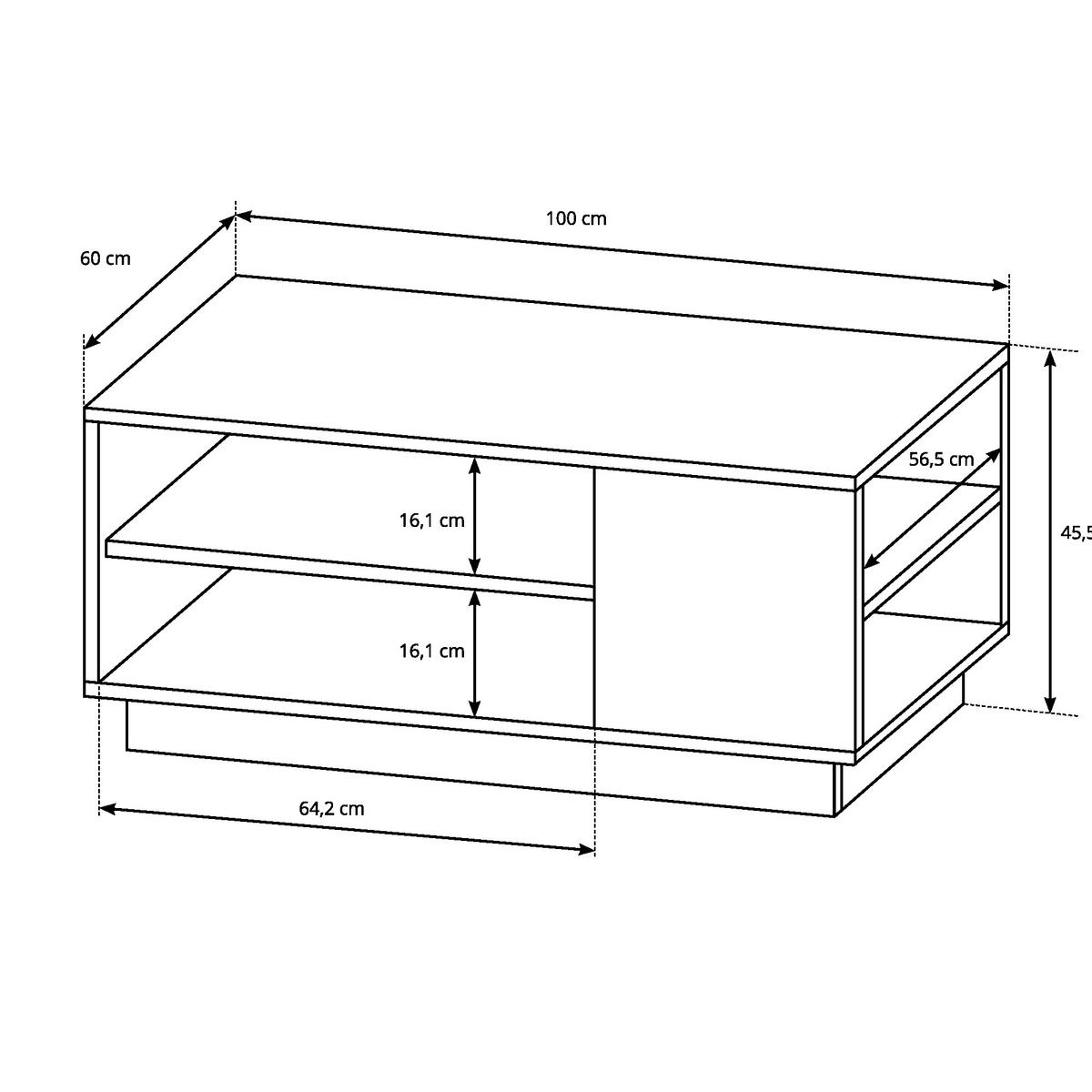 COUCHTISCH ETNE STO1 ABS-Kante Eiche Weiß - Weiß, Holzwerkstoff (100/60/46cm) - Komodee