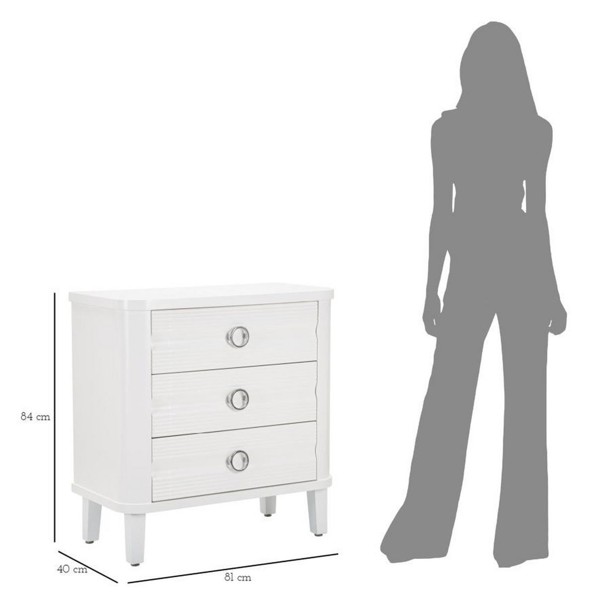 KOMMODE Shine, weiß, Tannenholz, MDF und Metall, 81 x 40 x 84 cm - Weiß, Holz/Holzwerkstoff (81/84/40cm) - Mauro Ferretti