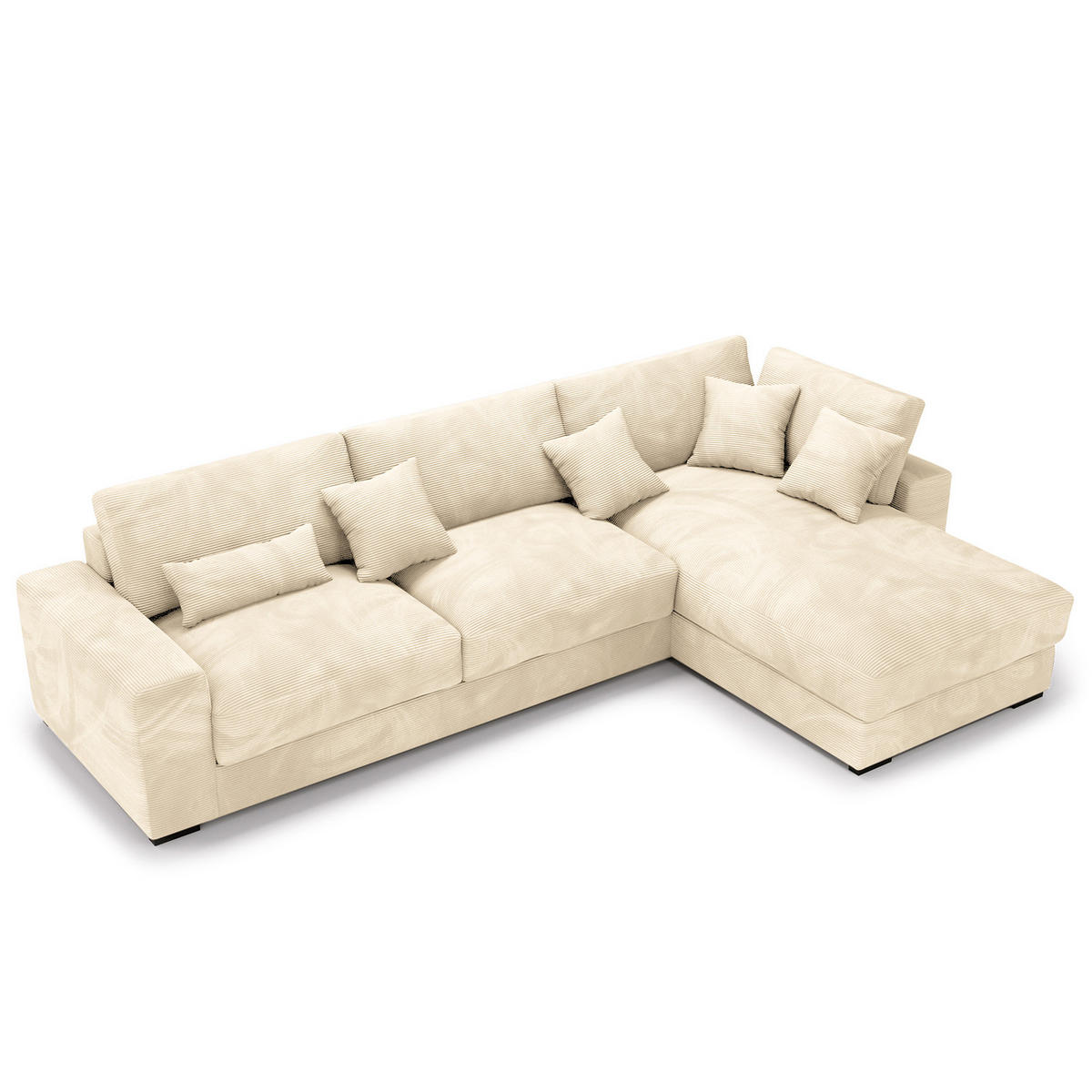 ECKSOFA mit Longchair - Creme/Schwarz, Kunststoff/Textil (340/205cm) - home24