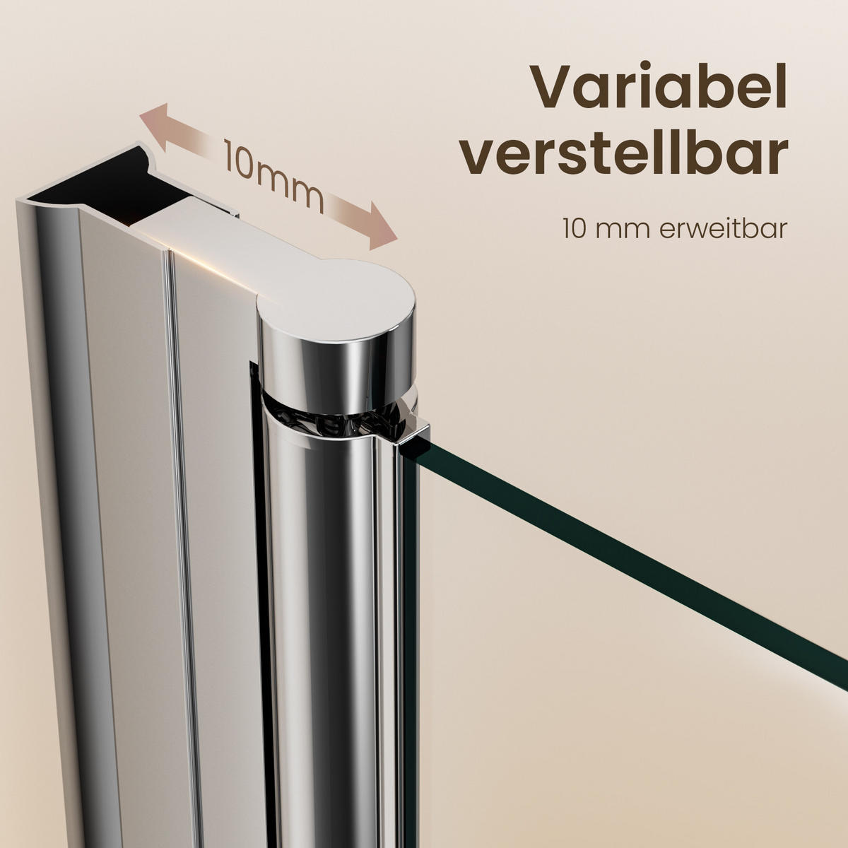 DUSCHKABINE für Nische Drehfalttür Profil Chrom Klarglas 75/185 cm - Chromfarben, Glas (75/185cm) - EMKE