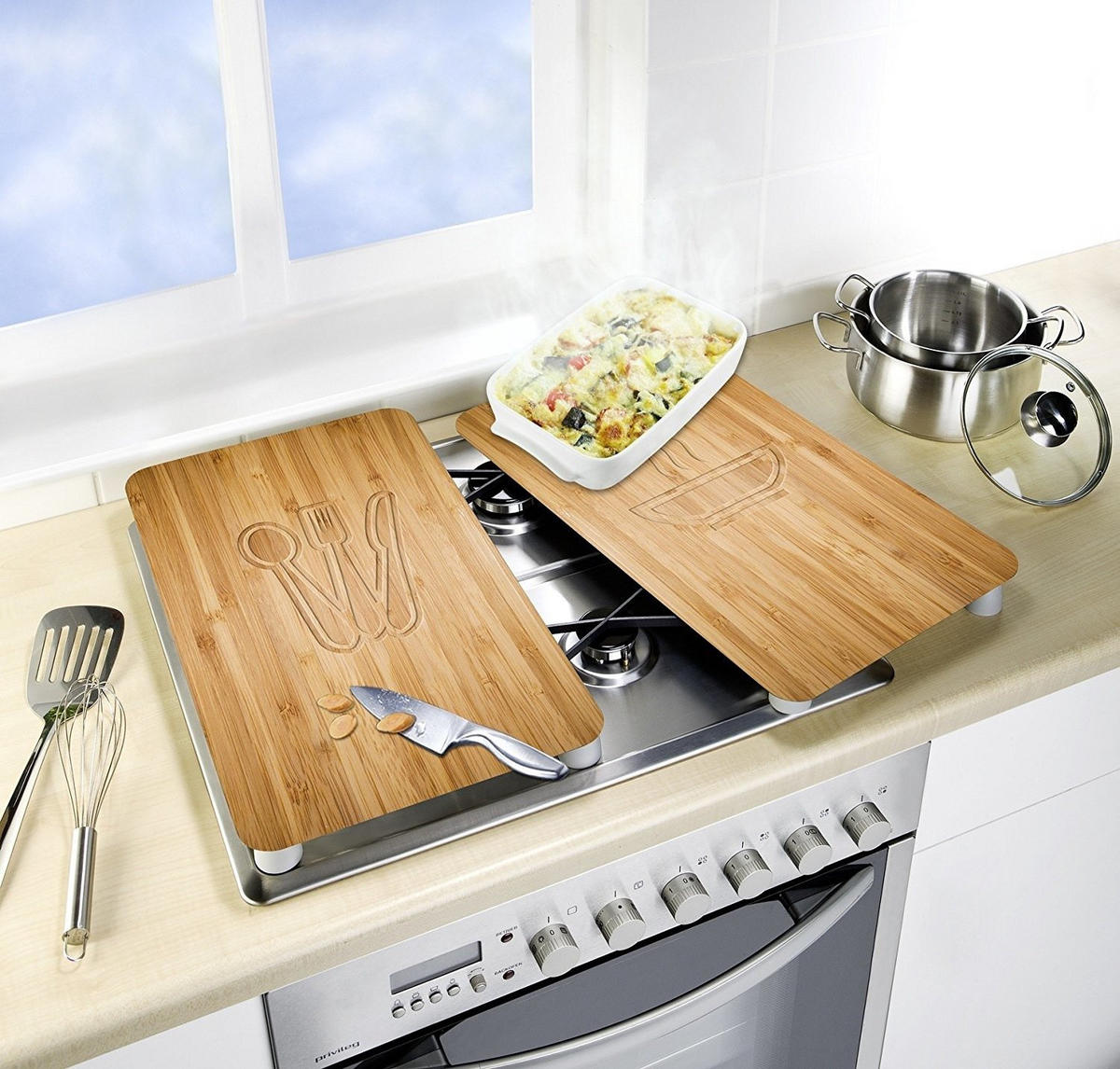 HERDABDECKPLATTEN aus Glas Lunch 52/30 cm - Braun, Glas (30/52cm) - Wenko