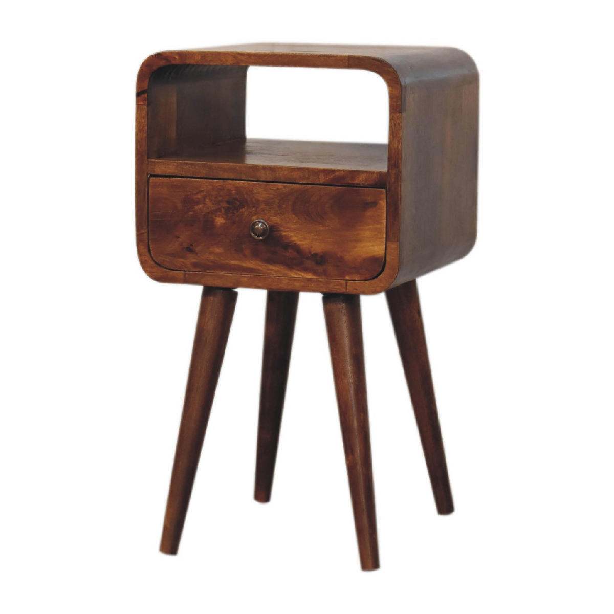 NACHTTISCH mit offener Ablage - Messingfarben/Braun, Holz/Metall (30/55/30cm) - Artisan Furniture