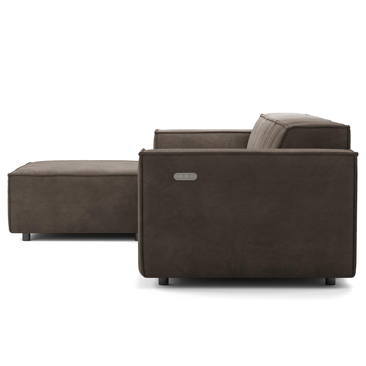 ECKSOFA mit Longchair - Taupe/Schwarz, Kunststoff/Textil (260/177cm) - home24