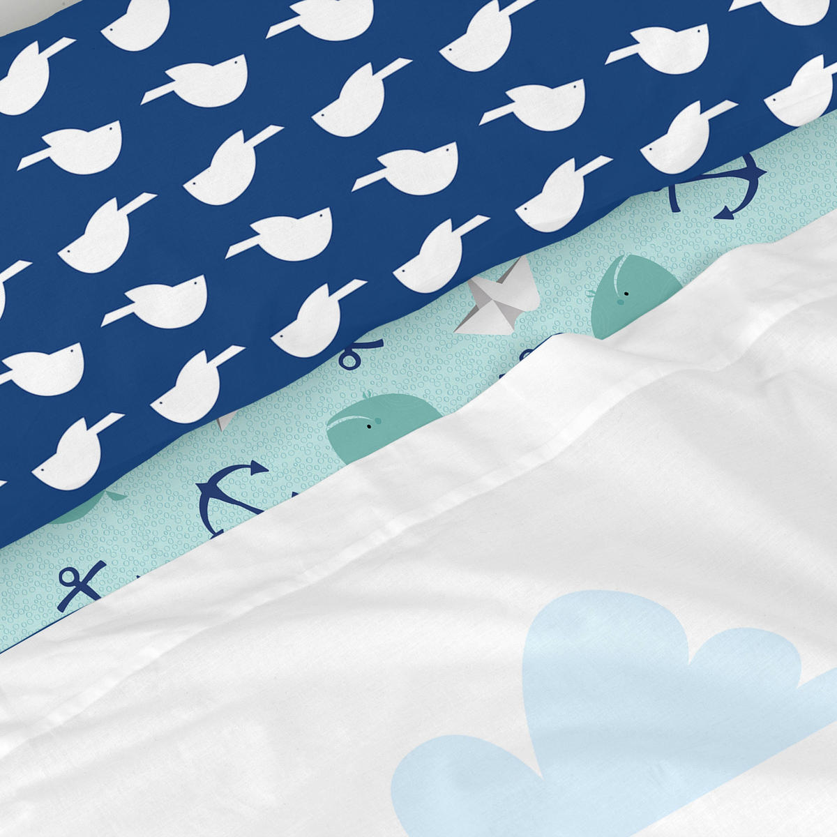 BETTWÄSCHE 2er-Set teiliges whale 160x270 cm mehrfarbig - Multicolor, Textil (160/270cm) - Happy Friday