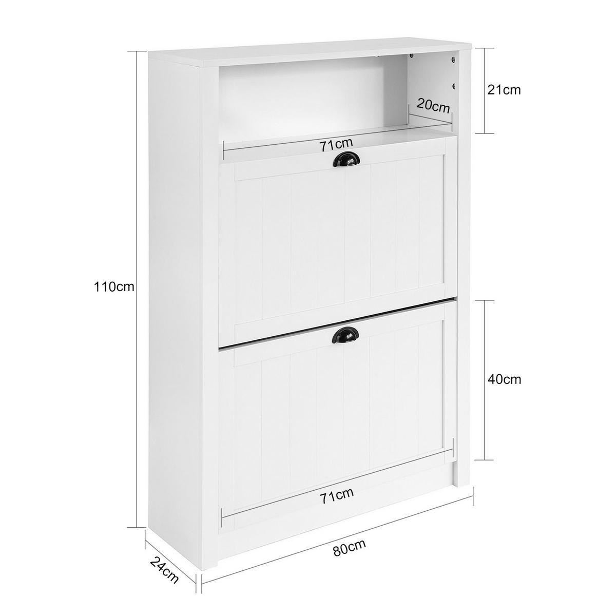 SCHUHSCHRANK Weiß - Weiß, Holzwerkstoff (80/110/24cm) - SoBuy