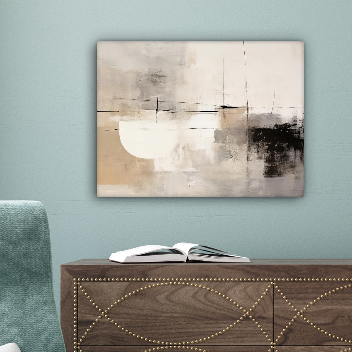LEINWANDBILD Abstrakt - Kunst - Grau 40x30 cm - Hellgrau, Textil (40/30cm) - MuchoWow