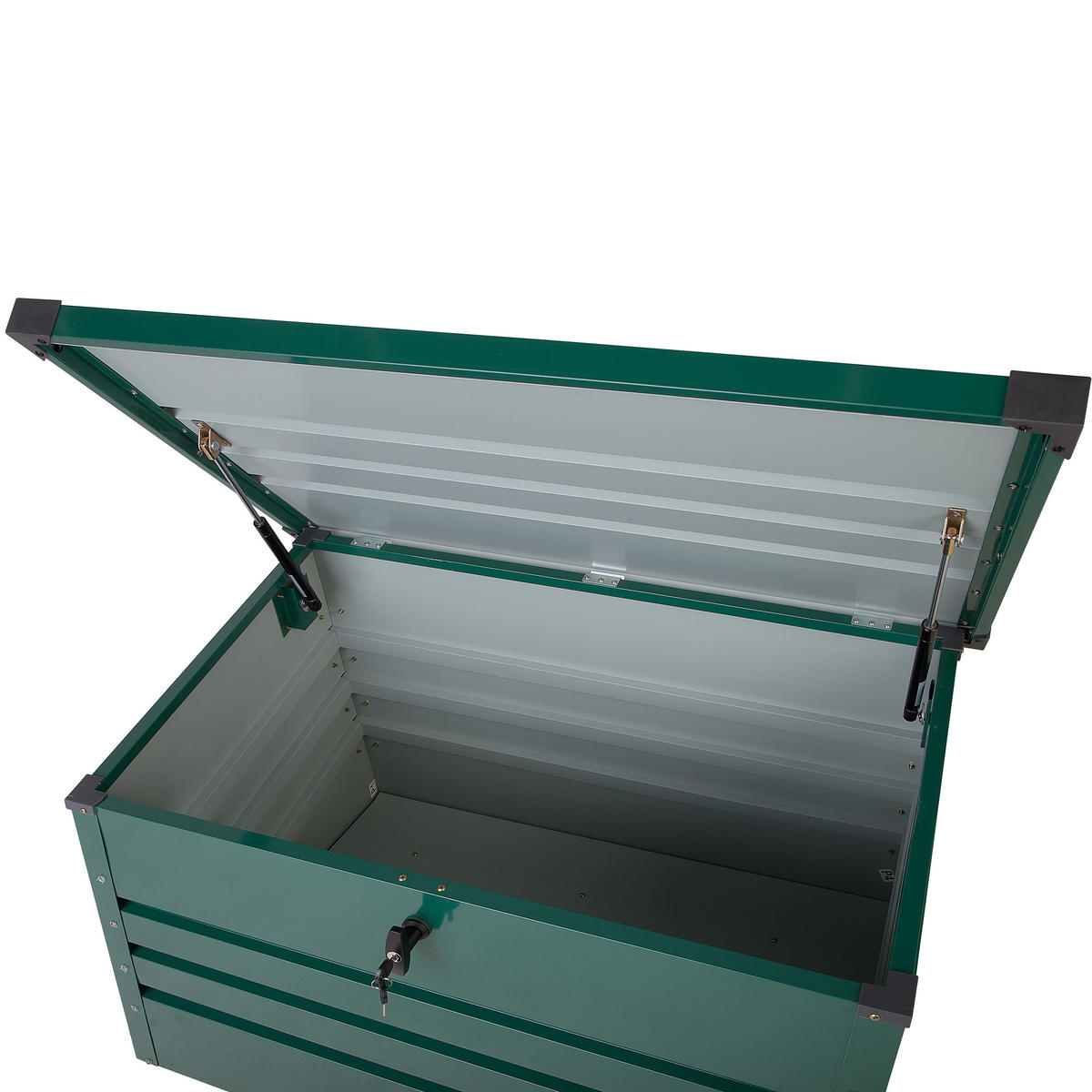 AUFLAGENBOX Stahl dunkelgrün 100/62 cm Cebrosa - Grün, Metall (100/64/62cm) - Beliani