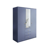 DREHTÜRENSCHRANK GALIO 149/200/57,5 cm 3-türig mit Spiegel Blau - Blau, Holzwerkstoff (149/200/57.5cm) - MASSENO