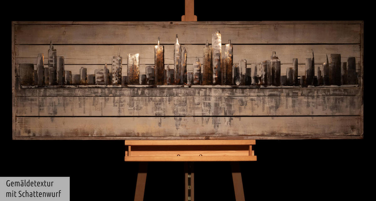 HOLZBILD Grau 150/50 cm - Beige/Grau, Holz (4.31/50cm) - KUNSTLOFT