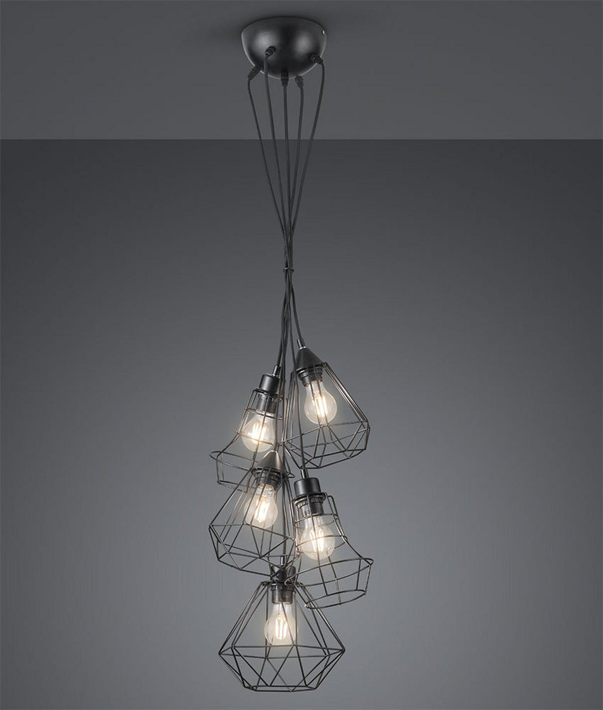 LED HÄNGELEUCHTE Metall Schwarz-matt - Schwarz, Metall (50/50/150cm)