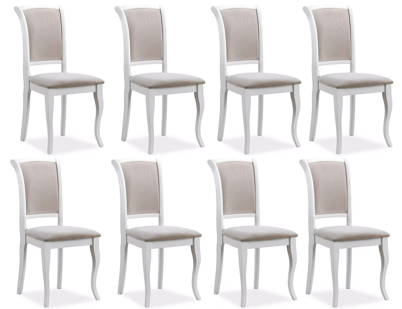ESSZIMMERSTÜHLE Olivia 8-teilig Weiß / Beige - Beige/Weiß, Holz (45/96/42cm) - Feldmann-Wohnen