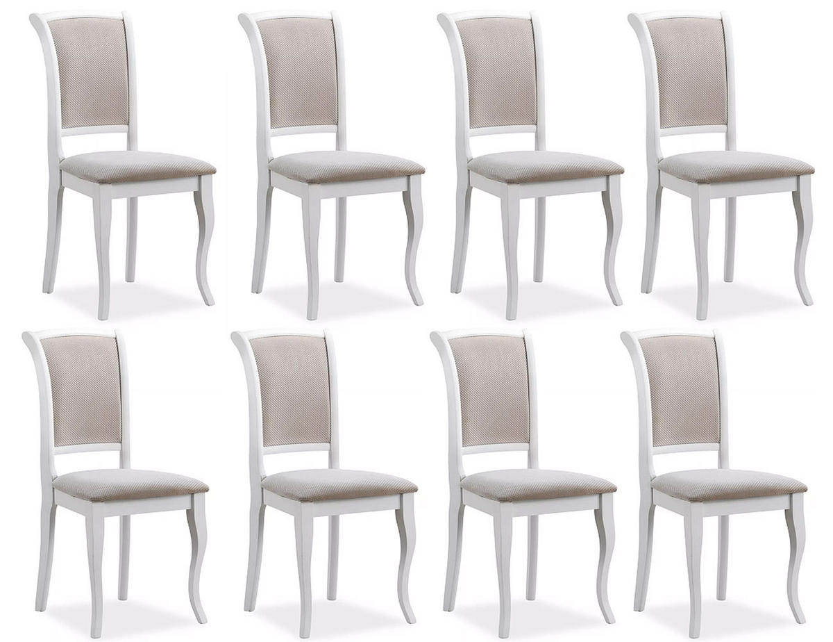 ESSZIMMERSTÜHLE Olivia 8-teilig Weiß / Beige - Beige/Weiß, Holz (45/96/42cm) - Feldmann-Wohnen