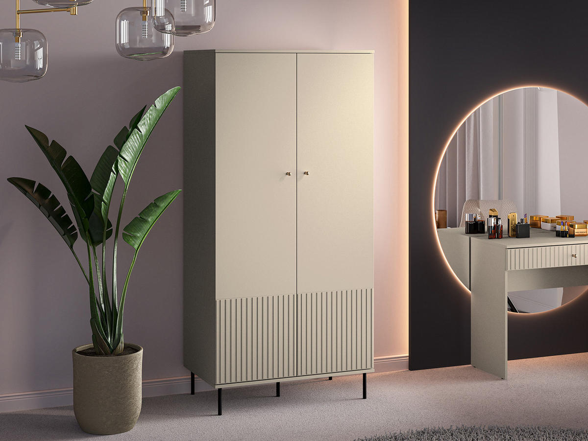 KLEIDERSCHRANK Sophie kaschmir matt 92 / 53 / 190cm - Kaschmir/Beige, Holz/Holzwerkstoff (92/190/53cm) - Feldmann-Wohnen