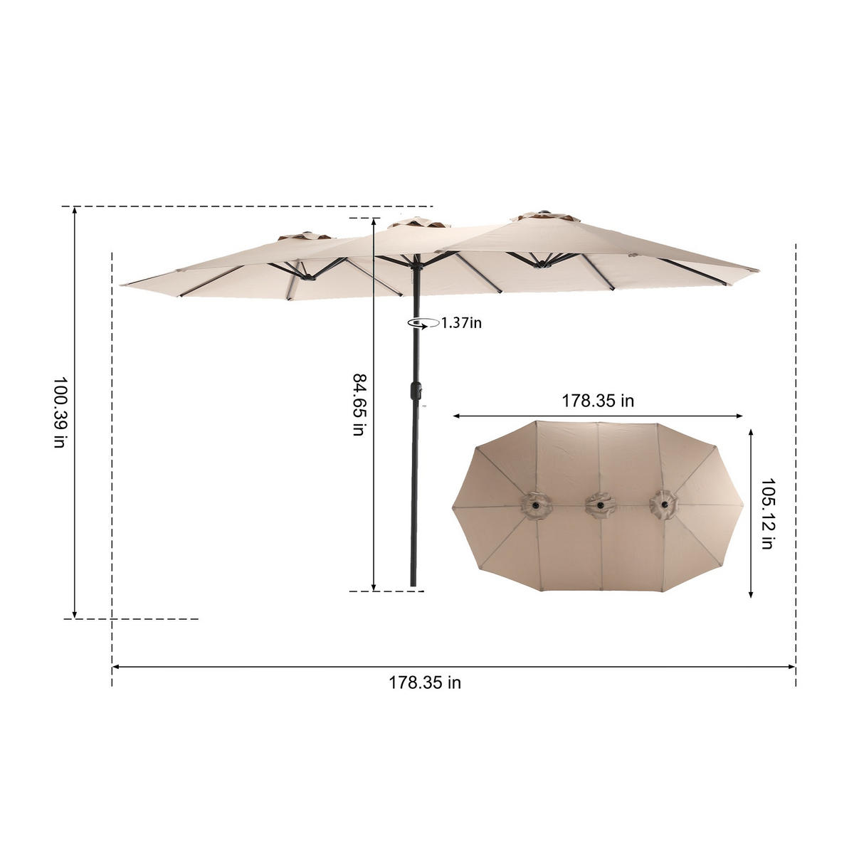 SONNENSCHIRM Doppel Rechteck khaki - Beige, Metall (267/453cm) - ComfortXL