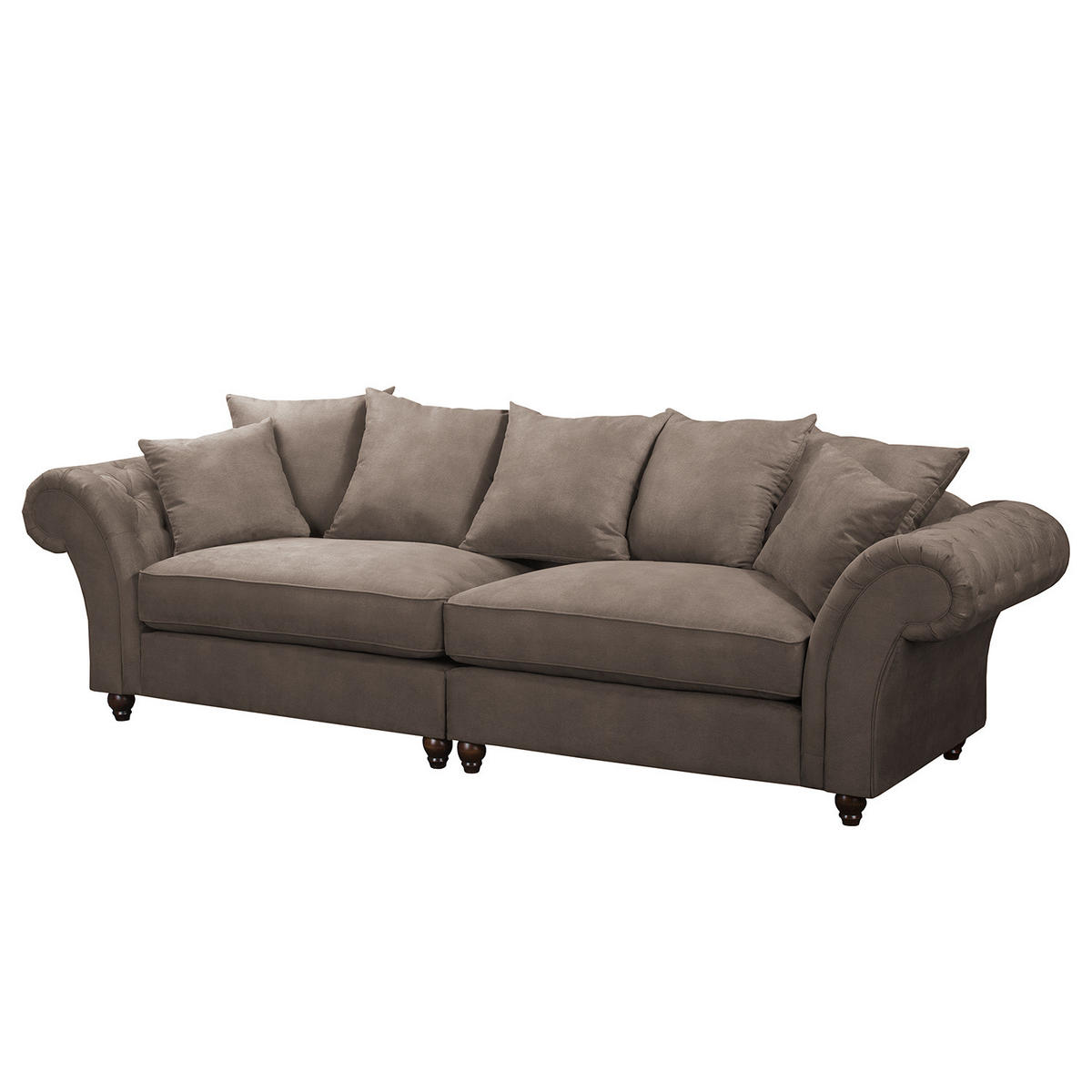 BIGSOFA - Antiklederlook - Dunkelbraun/Braun, Buchenholz/Textil (294/90/93cm) - home24