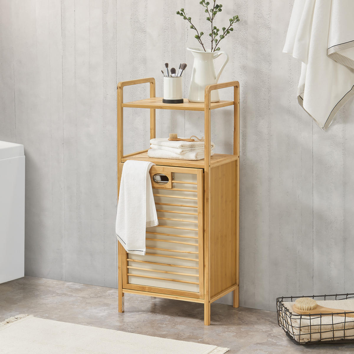 WÄSCHEREGAL Rendalen - Naturfarben, Holz (40/95/30cm) - [en.casa]