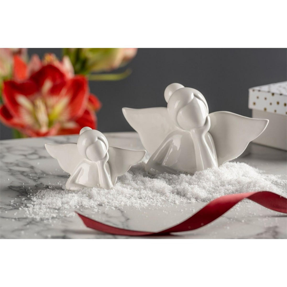 WEIHNACHTSDEKORATION Weiß 10.2/10.2/6.4 cm L031680 - Weiß, Keramik (10.2/6.4/10.2cm) - Leonardo