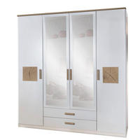 KLEDIERSCHRANK Kärnten weiß / Absetzungen Hirnholzfarben 180 / 58 / 198cm - Weiß/Braun, Holz/Holzwerkstoff (180/198/58cm) - Wimex