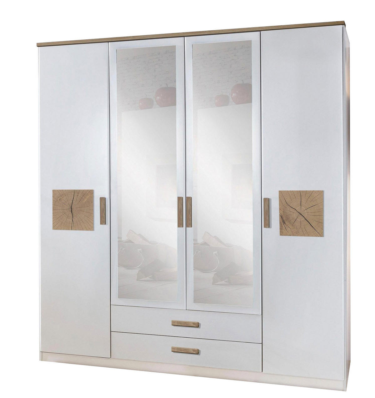 KLEDIERSCHRANK Kärnten weiß / Absetzungen Hirnholzfarben 180 / 58 / 198cm - Weiß/Braun, Holz/Holzwerkstoff (180/198/58cm) - Wimex