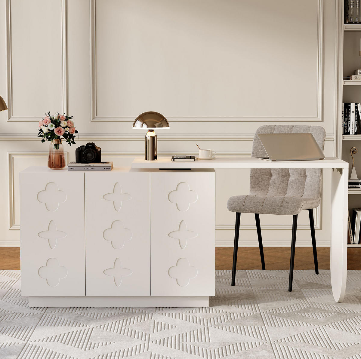 SCHREIBTISCH drehbar mit Schrank MDF White 2-tlg. - Weiß, Holz (110/40/75cm) - Meubliv