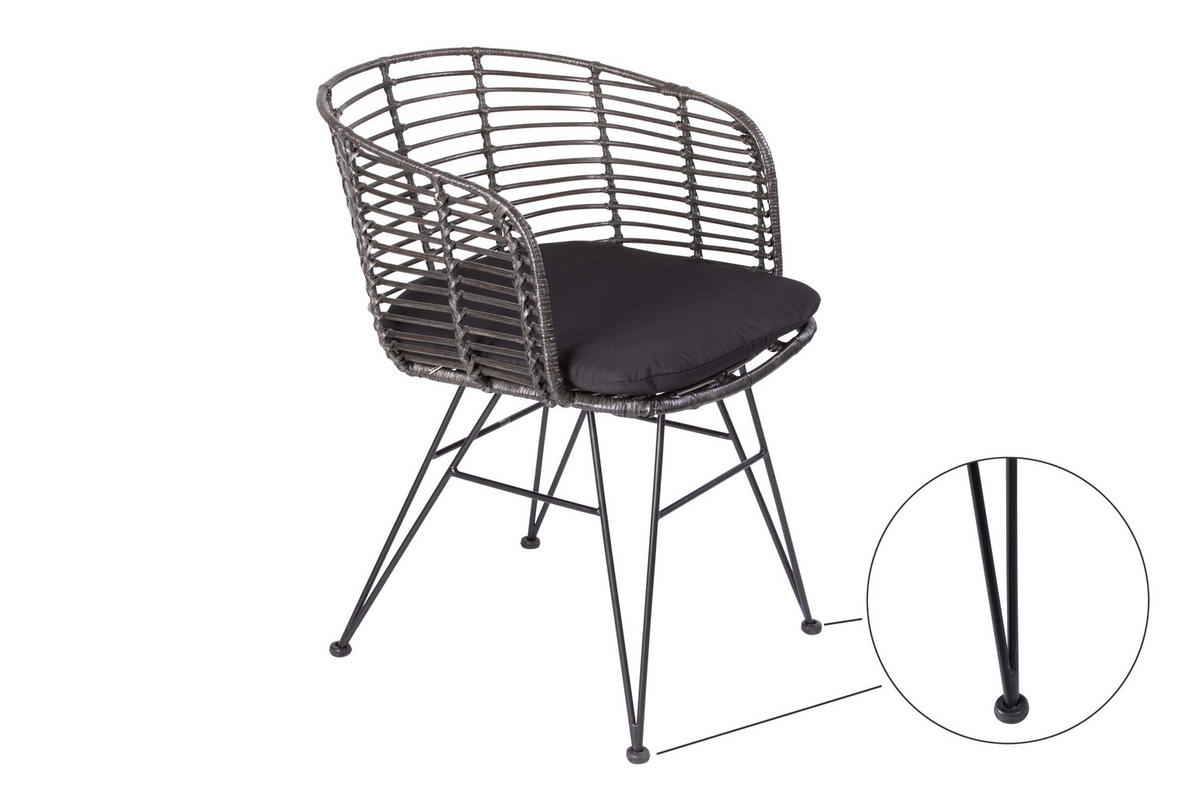 ESSZIMMERSTUHL NAIROBI - Anthrazit/Schwarz, Naturmaterialien/Metall (45/77/45cm) - SAM