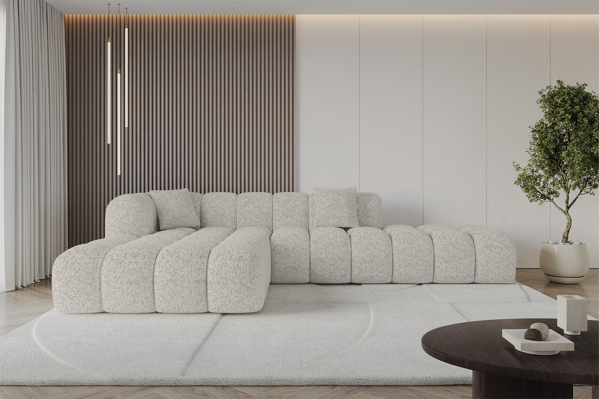 ECKSOFA Ottomane Links OLEA-L2 - 289x176x71 cm Hellgrau - Hellgrau/Schwarz, Holzwerkstoff/Kunststoff (289/176cm)