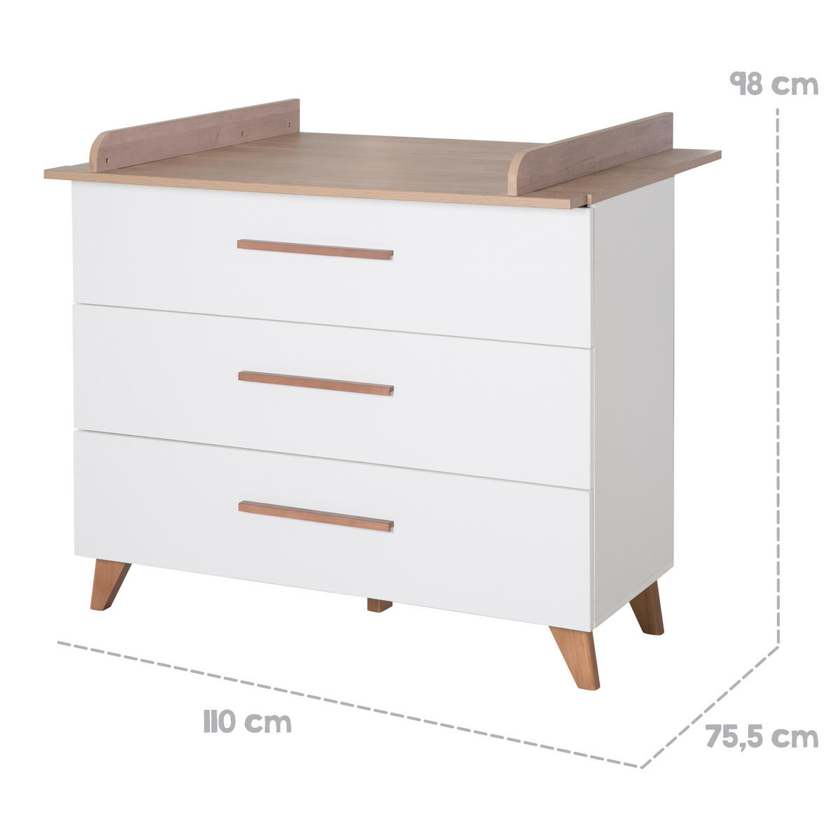BABYZIMMERSET Ole 3-teilig - Weiß, Holzwerkstoff (118/190/52cm) - Roba