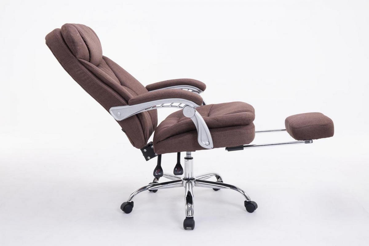 CHEFSESSEL Stoff braun - Chromfarben/Braun, Textil/Metall (67/112/67cm) - CLP