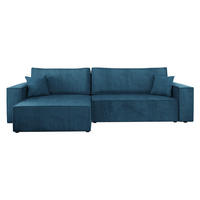 ECKSOFA Karl Cord Maxi - Blau/Schwarz, Holz/Kunststoff (272/145cm) - MIRJAN24