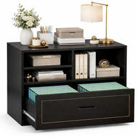 STAURAUMSCHRANK mit Schublade & Offenen Fächern INDUSTRIAL 83.8 x 40.0 x 72.5 cm - Schwarz, Holzwerkstoff/Metall (83.8/72.5/40cm) - Quality Elegance