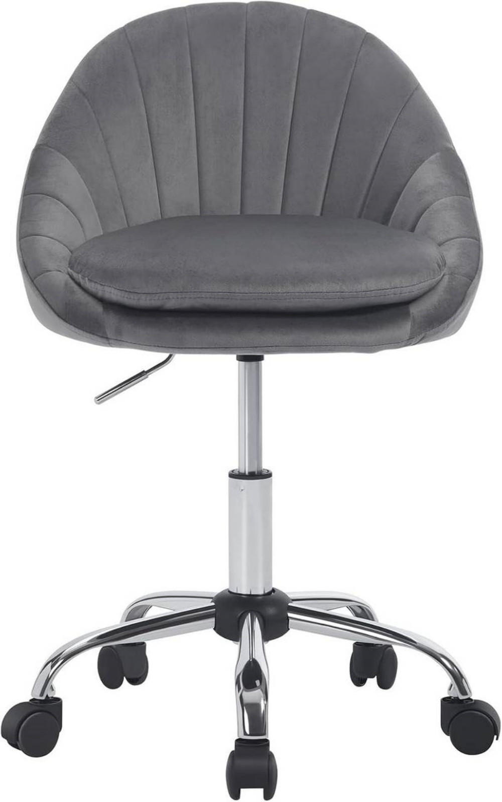 DREHSTUHL ergonomisch, Schminkstuhl, Samt, Dunkelgrau - Dunkelgrau/Schwarz, Textil/Metall (52/72/48cm) - Woltu