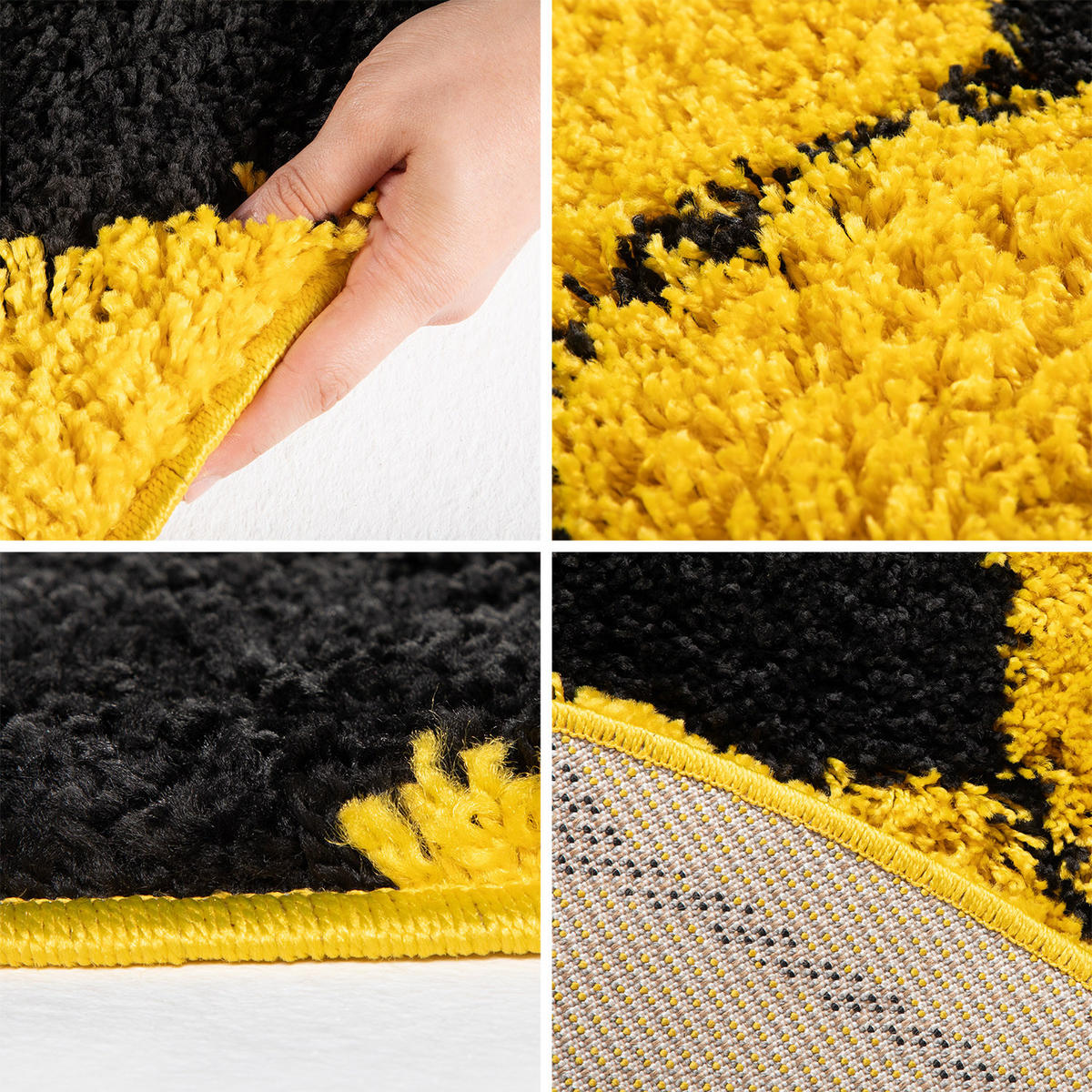 TEPPICH Kinder Hochflor Fußball Motiv Polypropylen Kinderzimmer Gelb Rund 120x120 - Gelb, Textil (120/120cm) - KADIMA DESIGN