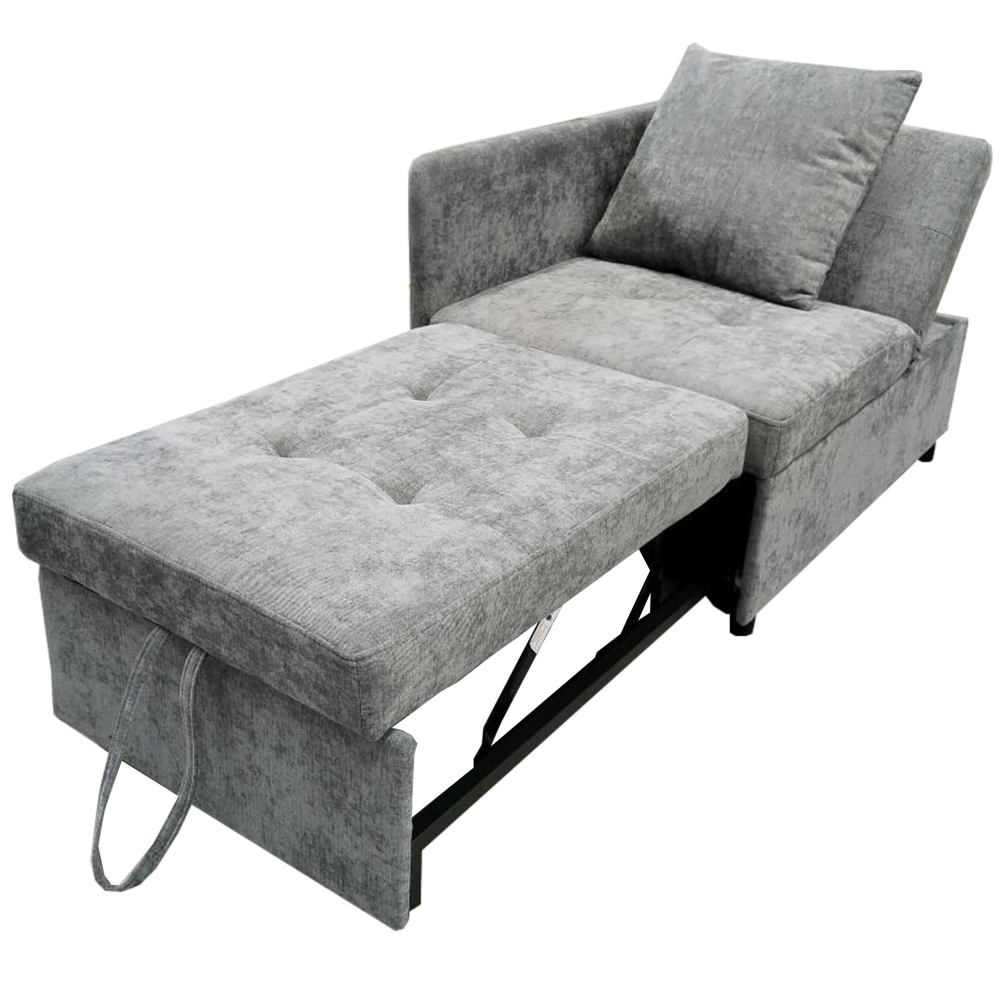 SCHLAFSOFA 177/68/65 cm in Grau – 3-in-1 mit verstellbarer Rückenlehne - Grau, Textil (68/65/177cm) - BEAOK