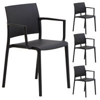 GARTENSTÜHLE TERRA 4ER-SET - Schwarz, Textil (55/81/52cm) - IDIMEX
