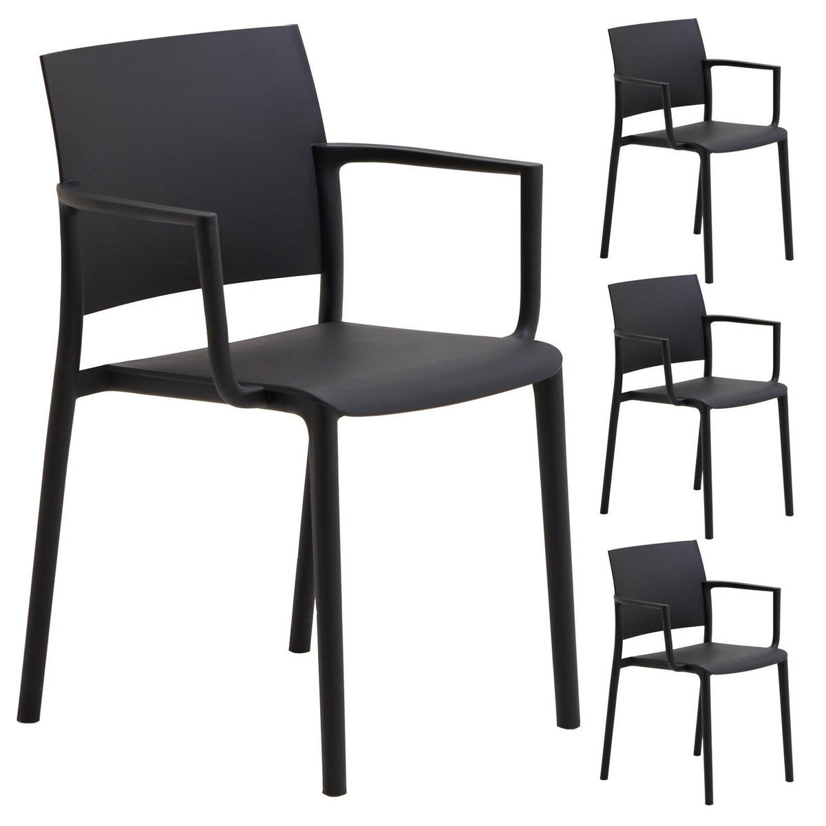 GARTENSTÜHLE TERRA 4ER-SET - Schwarz, Textil (55/81/52cm) - IDIMEX