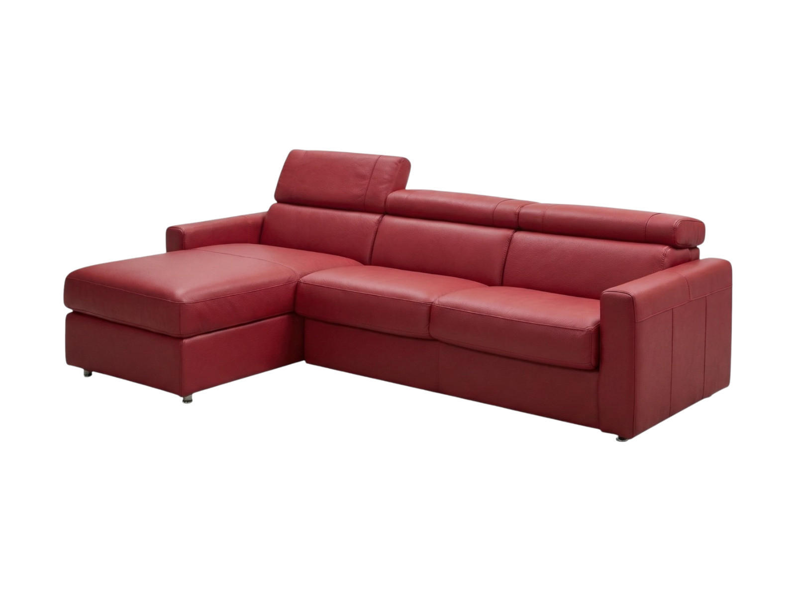 ECKSOFA Morris Echtleder mit Bettfunktion Rot - Rot, Leder/Metall (170/223cm)