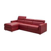 ECKSOFA Morris Echtleder mit Bettfunktion Rot - Rot, Leder/Metall (170/223cm)