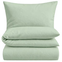 BETTWÄSCHE Biber 135x200 Salbei Grün Uni Flanell Winter Bettbezug - Made in Germany - Salbeigrün, Textil (135/200cm) - Carpe Sonno