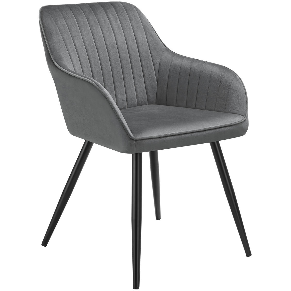ESSZIMMERSTUHL 1er Set Marilyn 58 x 62 x 82 cm grau/schwarz - Schwarz/Grau, Metall (58/82/62cm) - tectake